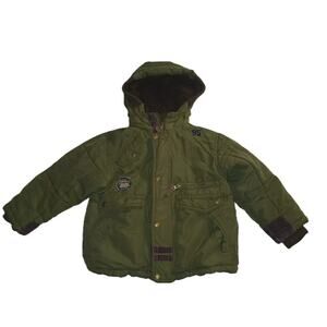 Oshkosh B'gosh Boys Bubble Hoodie Jacket Army Green Front Pockets Sz 6 B002